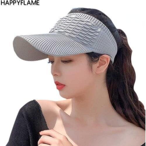 New 2021 Womens Cap Outdoor Sport Baseball Cap Breathable Empty Top Hat Visor Anti-UV Sun Hat Caps Girl Golf Tennis Hats Gorras