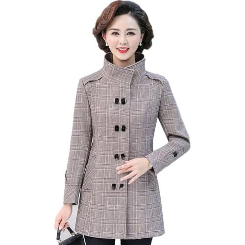 New Spring Autumn Trench Coat Womens Middle-aged Long-Sleeve Casual Windbreaker Female Plus Size Loose Elegant Outerwear R691