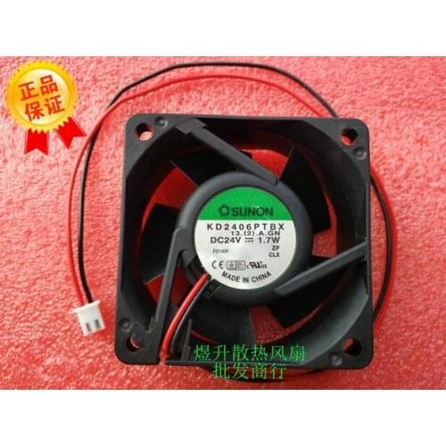 Original SUNON 60*60*25 KD2406PTBX 13.2.A.GN DC2 4V 1.7W 2-wires Two Ball Bearing Inverter Cooling Fan