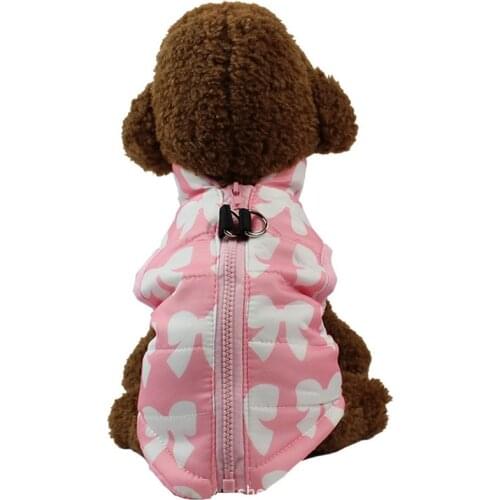 Pet Coat Dog Winter Clothes Warm Padded Bowknot Pattern Jacket Soft Sleeveless Vest Windproof Cotton Harness Clothing Small Dog
