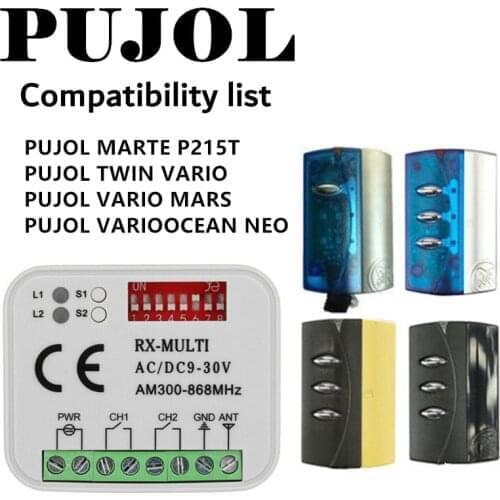 PUJOL remote garage 433.92MHz rolling code PUJOL garage gate remote control 300-900mhz receiver