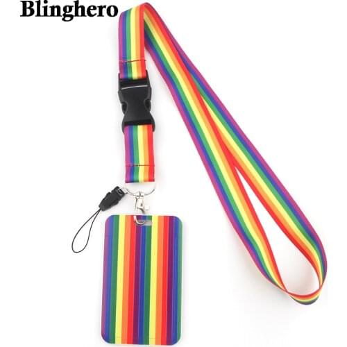 CB106 Rainbow Neck Strap Lanyard keychain Cell Phone Strap ID Badge Holder Rope Keychain Keyring Fashion Accessory Gift