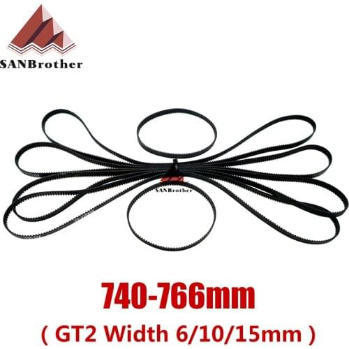 3D Printer Parts GT2 Closed Loop Timing Belt Rubber 2GT 6mm740 742 744 746 748 750 752 754 756 758 760 762 764 766mm Synchronous