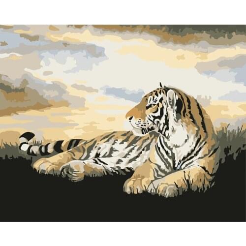 ROYALDREAM Resting tiger Diy Digital Painting By Digital Modern Wall Art Pictures For The Home Wall Art Works