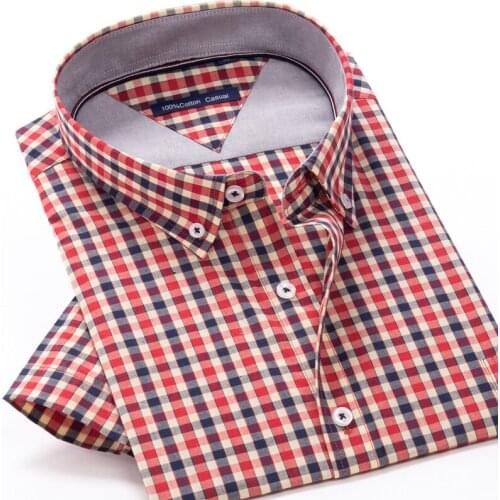 Oversized 5XL 6XL 7XL 8XL Men Summer Shirts 2021 Summer New Mens Casual 100% Cotton Short Sleeve Classic Plaid Shirt