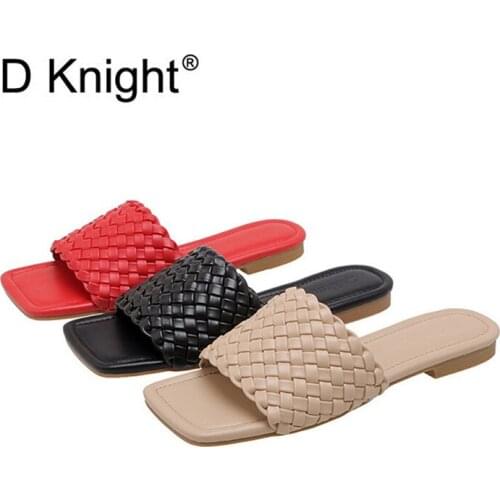 2020 Summer New Woven Sandals Casual Beach Flast Slippers Shoes Woman Fashion Open Toe Slip On Lady Slides Shoes Sandals Size 40