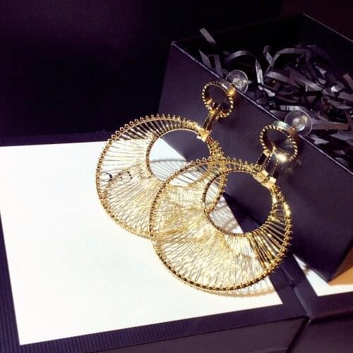 Boho Style Gold Color Circle Earring For Women Personality Female Hyperbole Geometric Drop Earrings Fashion New Jewelry Pendant