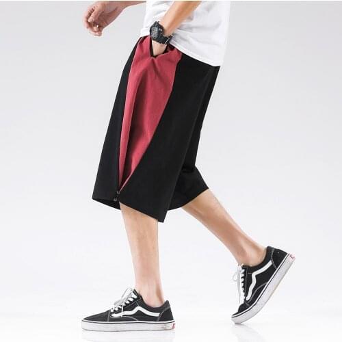 Chinese Style Cotton Linen Mens Shorts Casual Summer Mens Shorts Patchwork Knee Length Bermuda Short Pants Men