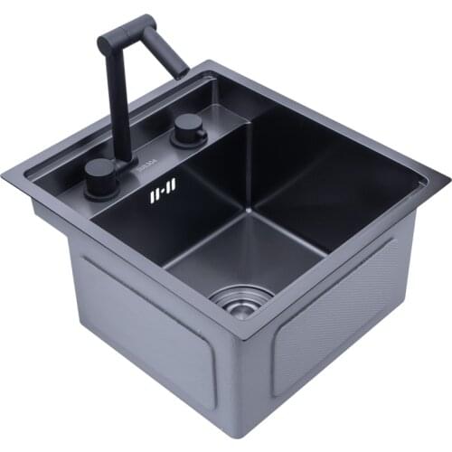 Black Hidden Kitchen sink Single bowl Bar Small Size sink Stainless Steel Balcony sink Concealed black kitchen sink Bar sink WF