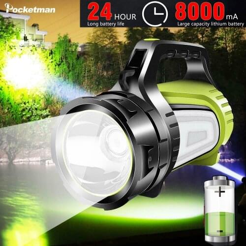 LED flashlight Searchlight handle Spotlight as Power Bank Ultra-long Standby torch with lamp hand Handle USB output