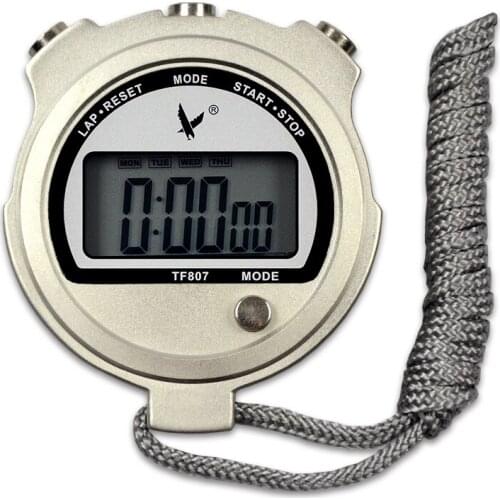 Tenfu TF807 single row 2 channel electronic stopwatch timer running temperature metal stopwatch