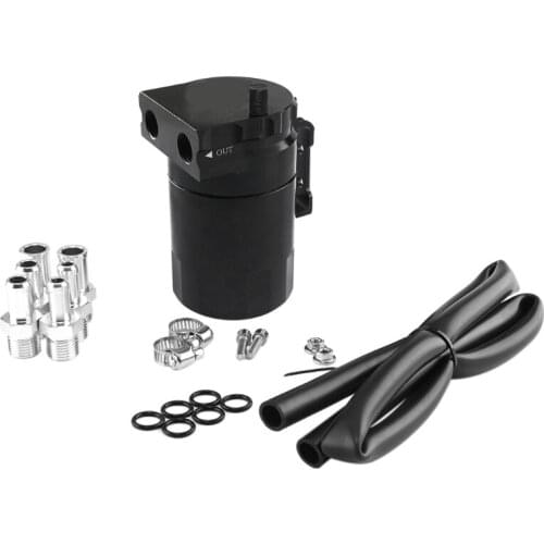 Universal Oil Catch Can Kit Reservoir Tank Engine Black Polish Baffled Aluminum