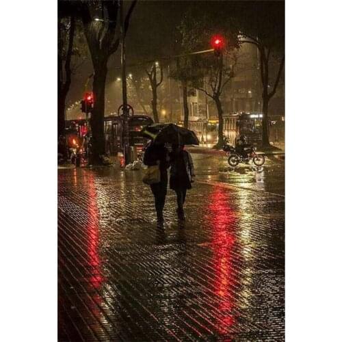 Yujohom 5D Diy Diamond Painting Cross Stitch Picture of Rhinestones Diamond Art Set for Embroidery Rain Lover Walker Mosaic Kits