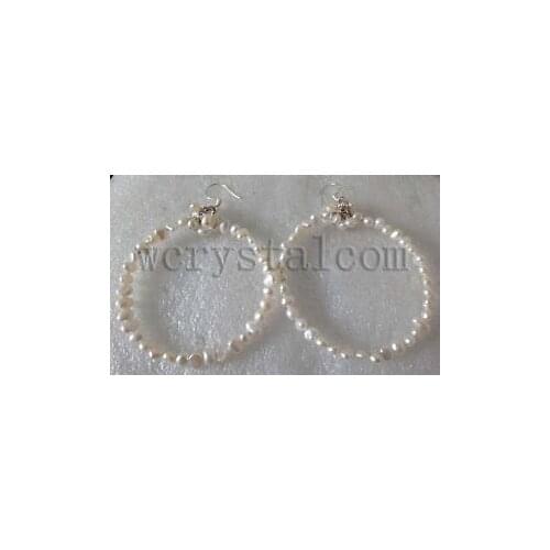 2016 New Arrival Promotion Women Trendy Pearl Earings Hoop Earrings Genuine Natural Freshwater Pearls Bead Earrings Hoop 2"