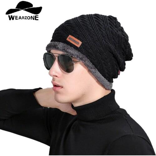 2016 Brand Beanies Knit Mens Winter Hat Caps Skullies Bonnet Winter Hats For Men Beanie Fur Warm Baggy Thickening Knitted Hat