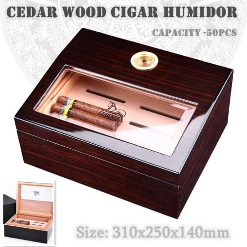 310x250x140mm Cedar Wood Cigar Humidor Professional Large-Capacity 50 Cigarettes Case Double Layer Moisturizing Cigar SmokingSet