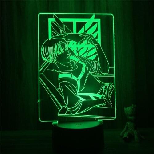 3D Lamp Anime Attack on Titan Eren Jaeger Resting LED NightLight Figure 7 Colors Touch Table Bedroom Decor Night Light Gift