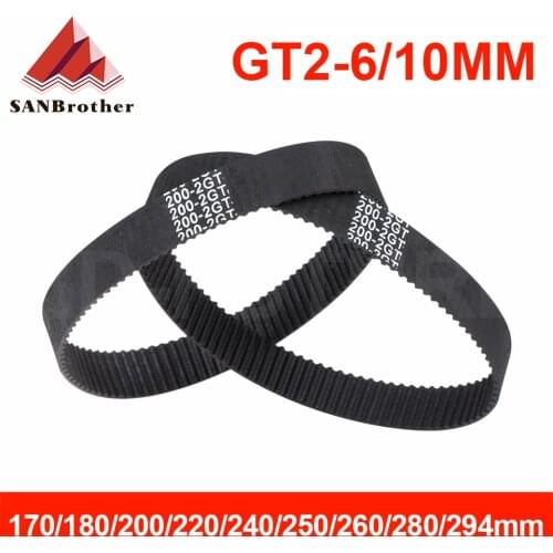 3D Printer Parts C-19 3D Printer GT2 Closed Loop Rubber 2GT Timing Belt Width 10mm Length 170 180 200 220 240 250 260 280 294mm