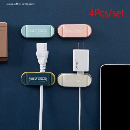 4Pcs WallMounted Plug Hook Organizer Power Socket Holder Wire Clip Adhesive Data Network Cable Manager Home Office Accessories