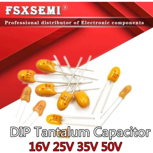 5pcs 16V 25V 35V 50V DIP Tantalum Capacitor 0.1UF 0.22UF 0.33UF 0.47UF 1UF 2.2UF 4.7UF 10UF 15UF 22UF 47UF 100UF 220UF 106 474K