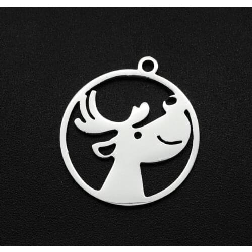 5pcs/lot 100% Stainless Steel 22x20mm Christmas Deer DIY Charm Earring Finding Wholesale Never Fade OEM Order Accepted Necklace