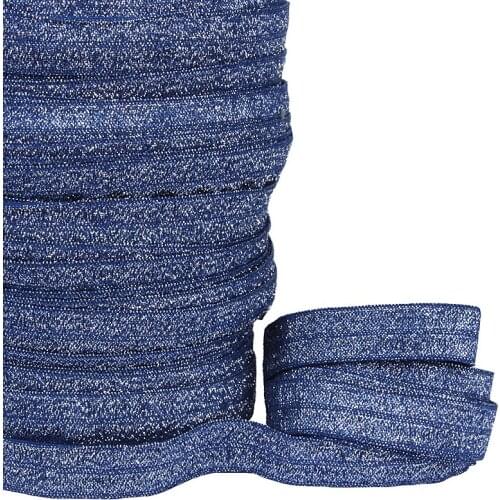 50 yards/lot) Flora Ribbons 5/8" silver metallic thread fold over elastic for girls hair accessories