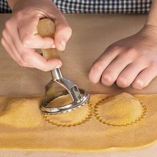 Ravioli Maker Cutter Stamp Set-Leading Dough Cutter and Press Stamps with Wooden Handle-For Ravioli Pasta Dumplings Lasagna