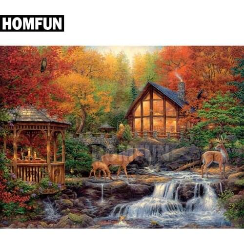 HOMFUN Full Square/Round Drill 5D DIY Diamond Painting "forest Deer" 3D Embroidery Cross Stitch 5D Home Decor A00125