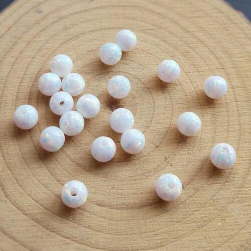 20pcs/lot 5mm Drilled Synthetic Round Ball Fire opal Beads for DIY Jewelry white round cut Opal Beads
