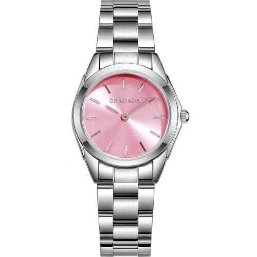 CHRONOS Women Quartz Watch Hardlex Dial Luxury Fashion Stainless Steel Folding Strap Ladies Waterproof WristWatch CH32