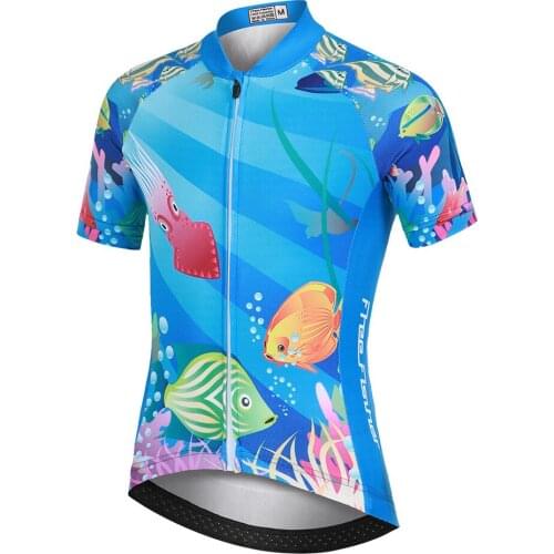 Child Cycling Jersey Short Sleeve Printed Mesh Breathable Quick Drying Bicycle Outdoor Road Riding Biking Tops T-Shirts for Kids