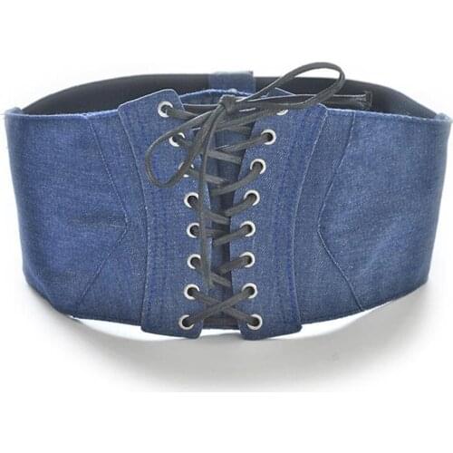 Black Blue Denim Body Shapwear Women Gothic Clothes Underboob Corset Underbust Sexy Party Bustiers Corsets