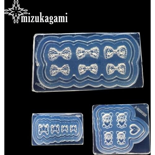 1pcs UV Resin Jewelry Liquid Silicone Mold Love Heart Bear Bow Resin Charms Mold For DIY Decorate Jewelry Nail Art Mold