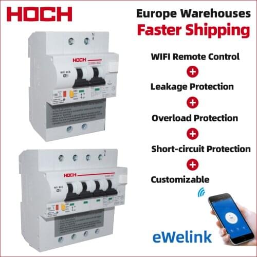 HOCH ZJSB9-80Z RCBO Leakage Protection WIFI Circuit Breaker FACTORY Timer Remote Control 2P 4P Ewelink app wireless smart Switch