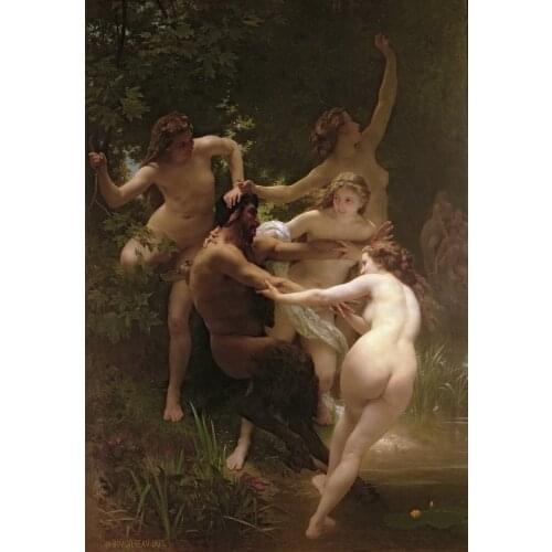Handmade Oil painting reproduction Nymphes et satyre aka Nymphs and Saytr by William Bouguereau