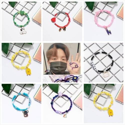 Kpop Cartoon Animals Beads Bracelet Elastic Bracelet DIY Handmade Jewelry bangtan boys Jhope for Girls Fans Jungkook Jimin Suga