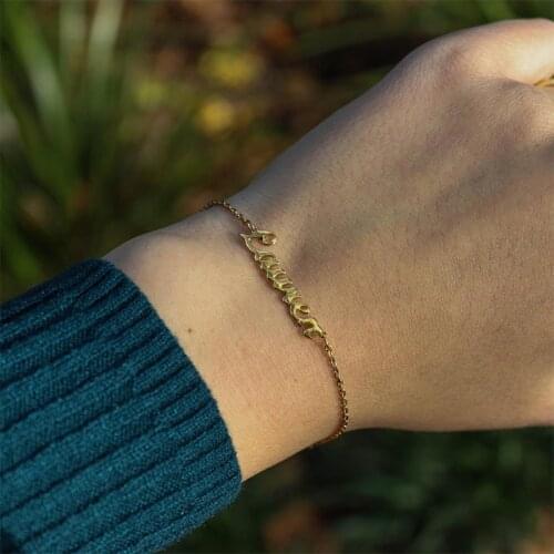 Fashion Simple Personalized Name Bracelet Ladies Girl Stainless Steel Chain Letter Customized Charm Jewelry Gift