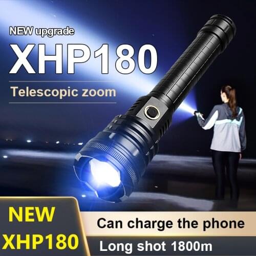 Newest XHP180 Powerful LED Flashlight 900000 LM Rechargeable LED Torch Light XHP90 Tactical Flashlight 18650 Usb Hunting Lantern