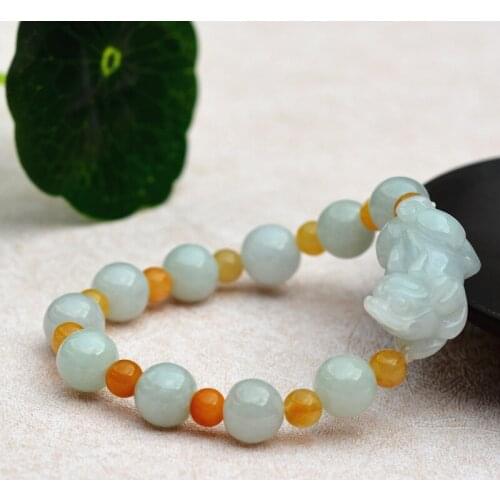 Natural A grade jade Green Bracelet Carved PIXIU Buddha Bead Bracelet Single Lap Bangle For Woman 's fine Jadeite Jewelry