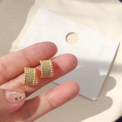 2020 New Fashion Womens Earrings Delicate Simple Style Geometry Golden Zircon Earrings For Women Party Jewelry Gifts Wholesale