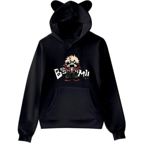 New Cat Ears Sexy Cute Casual Boys/girls Hooded Harajuku Anime My Hero Academia Hoodies Streetwear My Hero Academia Clothing