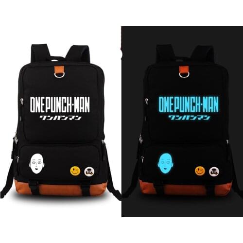 New One Punch Man Saitama cosplay Backpack Anime Canvas Student Luminous Schoolbag Unisex Travel Bags
