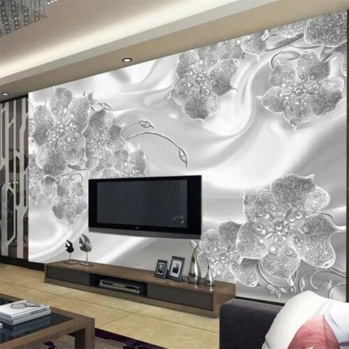 Beibehang Custom wallpaper 3d mural modern minimalist jewelry flower silk mural TV background wall living room bedroom wallpaper