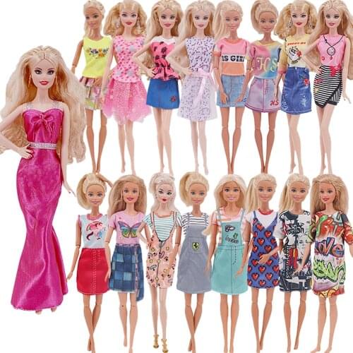 Barbies Doll Clothes Fashion Daily Handmade Evening Dress T-shirt Short Skirt For 11.8 Barbies Inch Doll and BJD Doll,Girls Toy