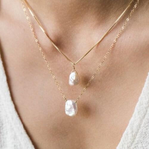 Natural Baroque Pearl Necklace Handmade Jewelry Gold Filled Choker Pendants Femme Kolye Collares Boho Necklace For Women