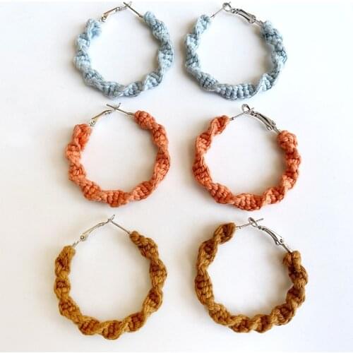 Simple Morandi Color Trendy Drop Earring Bohemian Jewelry Geometric Handmade Weaving Macrame Earrings for Wedding Party Parade