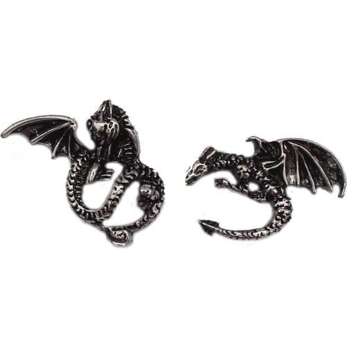 Rock Asymmetric Fly Dragon Metal Earrings For Women Men Gothic Fashion Cool Trendy Vintage Animal Earrings Statement Jewelry