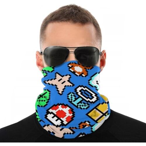 Super Mario Video Game Pixel Art Scarf Neck Face Mask Fashion Neck Warmer Balaclava Bandanas Dustproof Headwear Biking Hiking
