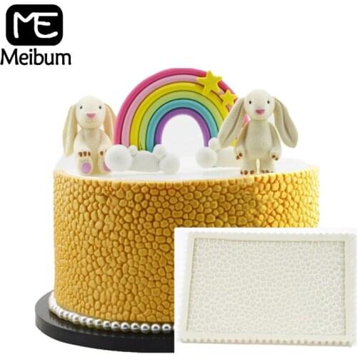 SHENHONG Ceramic Tile Jewelry Crystal Lace Silicone Fondant Cake Mold Stone Texture Sugar Craft Dessert Border Decorate Mould