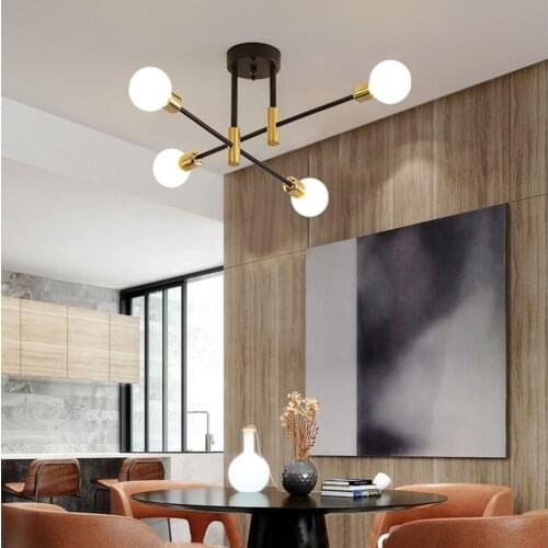 E27 Black Modern LED Chandelier Lighting Kitchen Bedroom Living Room Iron Scandinavian Chandelier Led Light Fixtures Lampadari